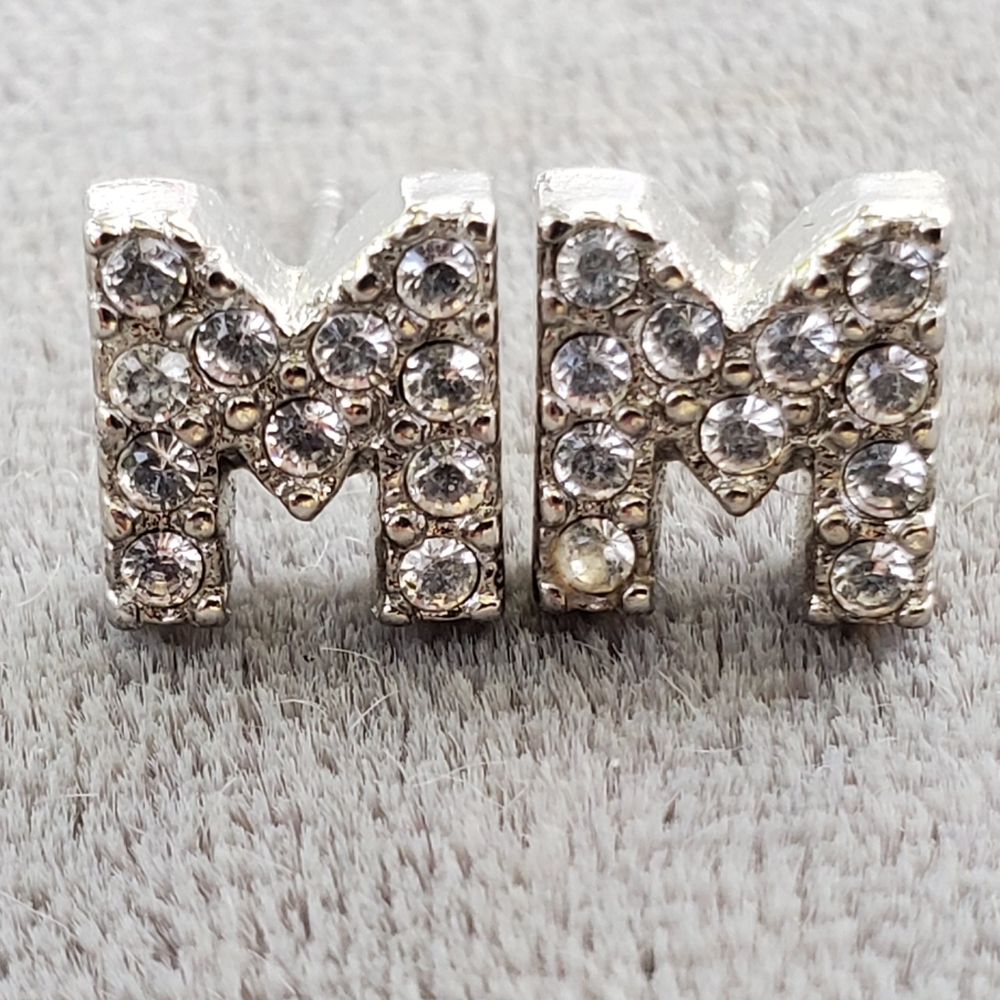 Monogram M Rhinestone Studs